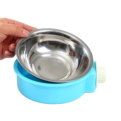 2 Pieces Pet Food Water Bowl Feeder - Blue Pink
