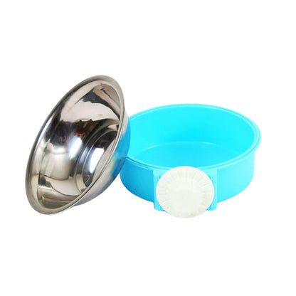 2 Pieces Pet Food Water Bowl Feeder - Blue Pink