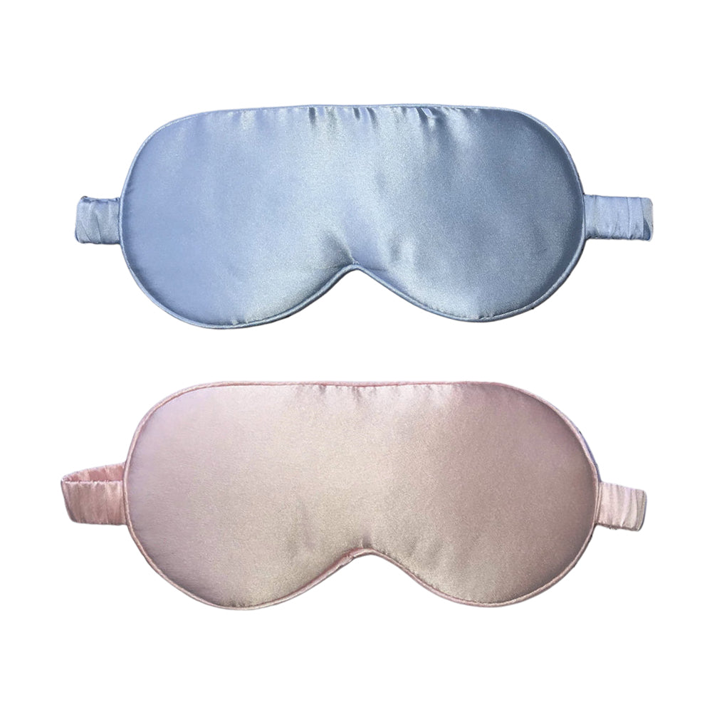 2X Light Blocking Pure Mulberry Silk Eye Masks Blue Pink