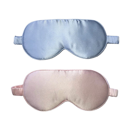 2X Light Blocking Pure Mulberry Silk Eye Masks Blue Pink