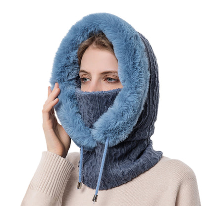 Women Winter Neck Warmer Hat Ski Face Mask Navy Blue Khaki