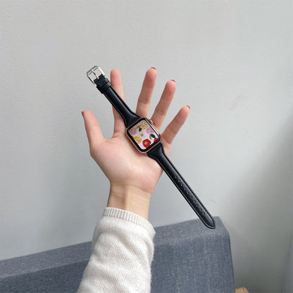 Women Leather Watch Band Compatible with Apple iWatch 7 Series Black-12cm