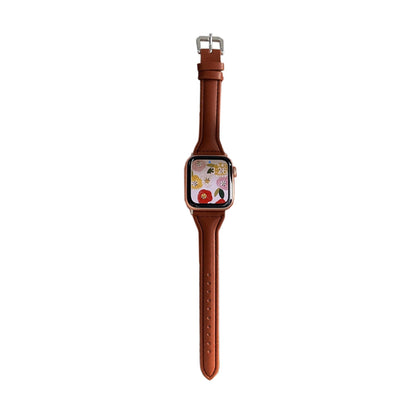 Women Leather Watch Band Compatible with Apple iWatch 7 Series Brown-8cm