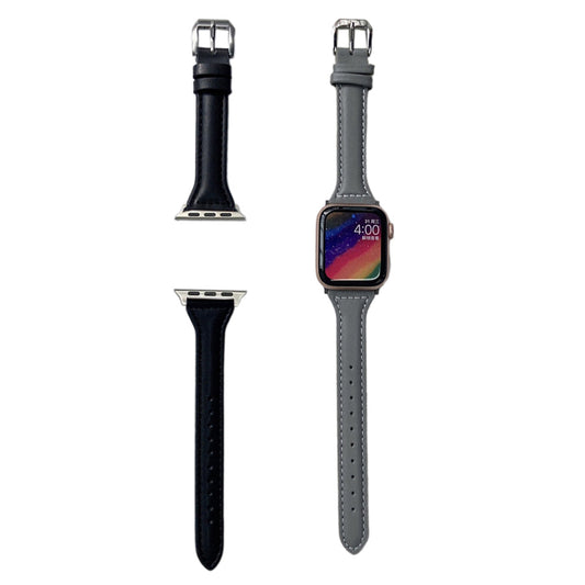 2X Leather Watch Band Compatible with Apple iWatch 38mm 40mm 41mm Black Grey