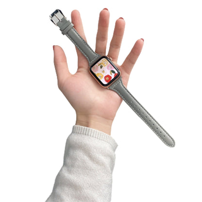 2X Leather Watch Band Compatible with Apple iWatch 38mm 40mm 41mm Black Grey