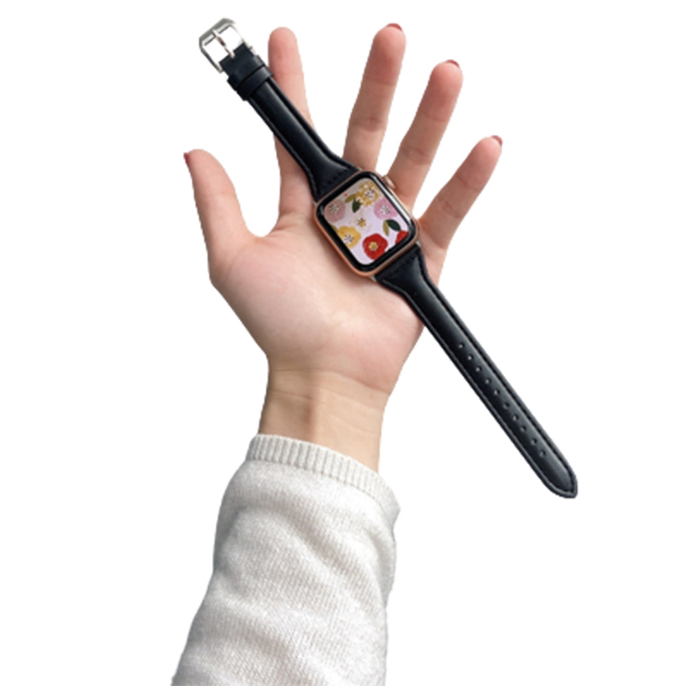 2X Leather Watch Band Compatible with Apple iWatch 38mm 40mm 41mm Black Grey