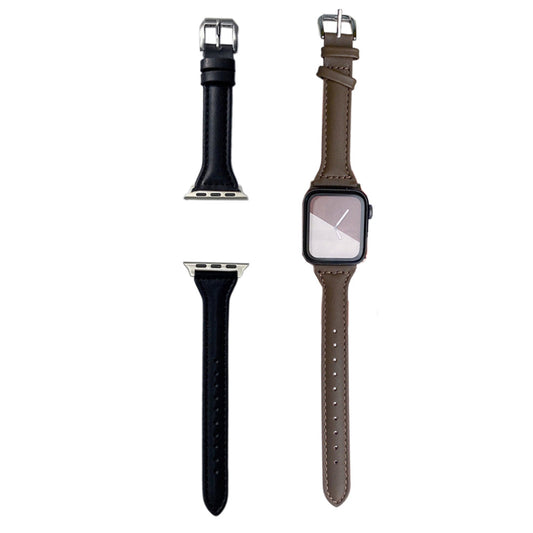 2X Leather Watch Band Compatible with Apple iWatch 38mm 40mm 41mm Black Dark Brown