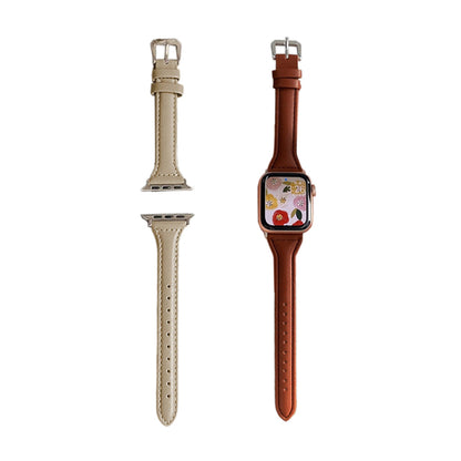 2X Leather Watch Band Compatible with Apple iWatch 42mm 44mm 45mm Apricot Brown
