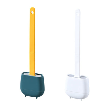 2X Toilet Brush and Holder Wall Mounted Cleaning Brush Yellow White