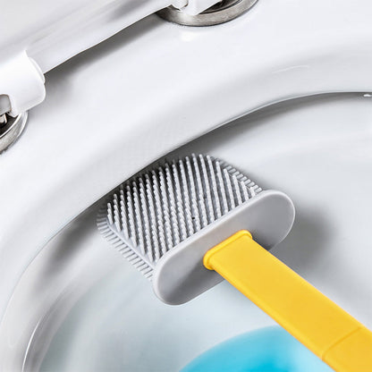 2X Toilet Brush and Holder Wall Mounted Cleaning Brush Yellow White