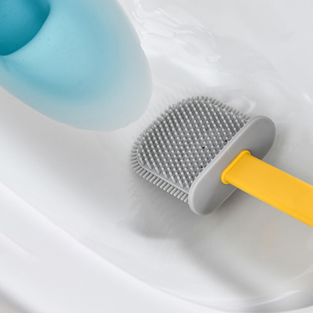 2X Toilet Brush and Holder Wall Mounted Cleaning Brush Yellow White
