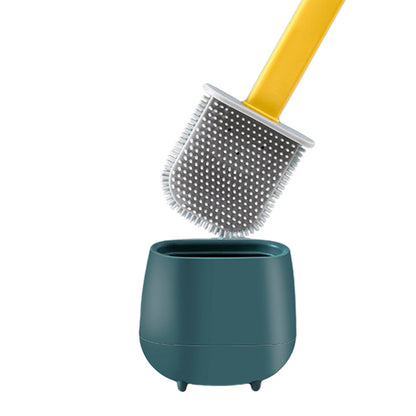 2X Toilet Brush and Holder Wall Mounted Cleaning Brush Yellow White