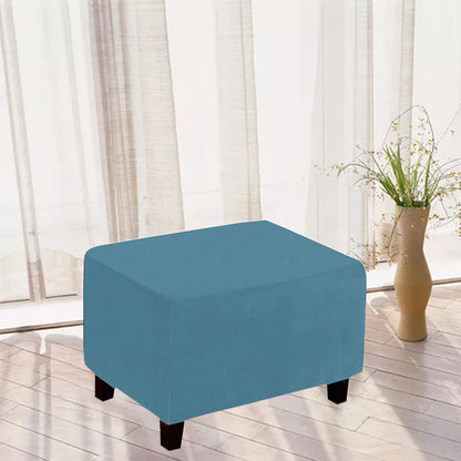 Stretch Ottoman Cover Footrest Stool Covers Slipcovers Rectangle Stretchable Stool Cover-Peacock Blue