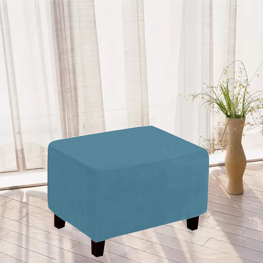 Stretch Ottoman Cover Footrest Stool Covers Slipcovers Rectangle Stretchable Stool Cover-Peacock Blue