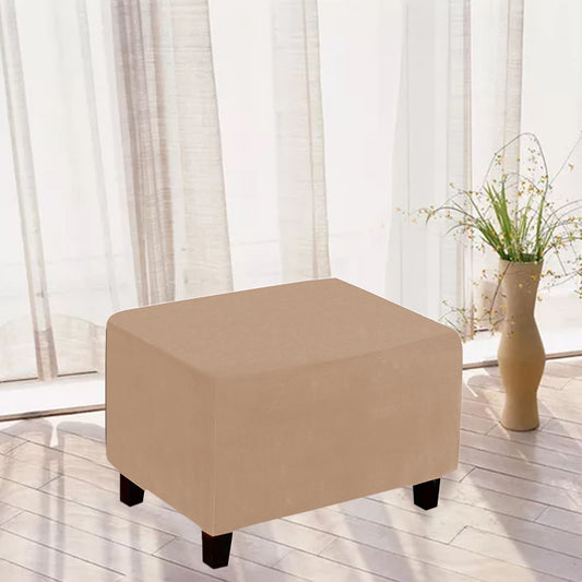 Stretch Ottoman Cover Footrest Stool Covers Slipcovers Rectangle Stretchable Stool Cover-Camel