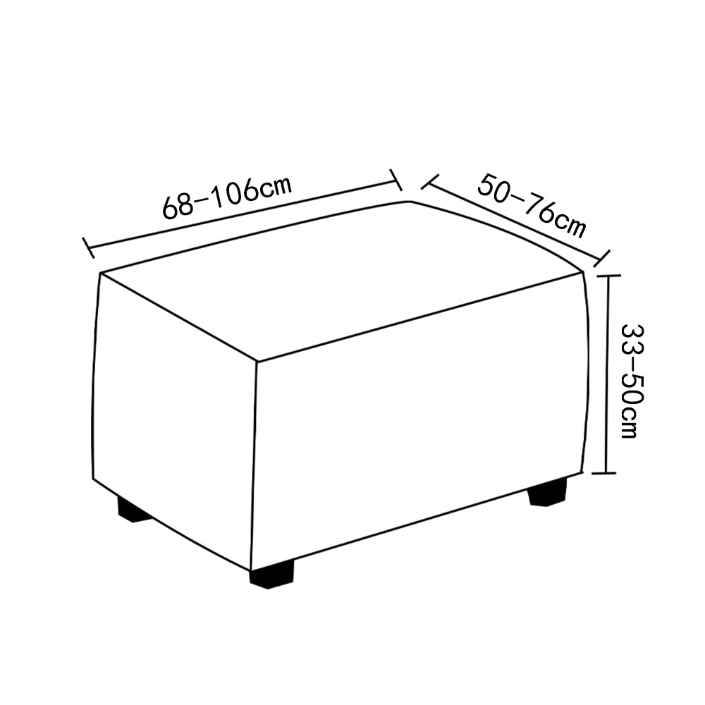 Stretch Ottoman Cover Footrest Stool Covers Slipcovers Rectangle Stretchable Stool Cover-Grey