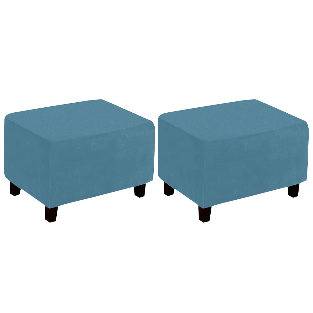 2Pcs Stretch Ottoman Cover Footrest Stool Covers Slipcovers Rectangle Stretchable Stool Cover-Peacock Blue