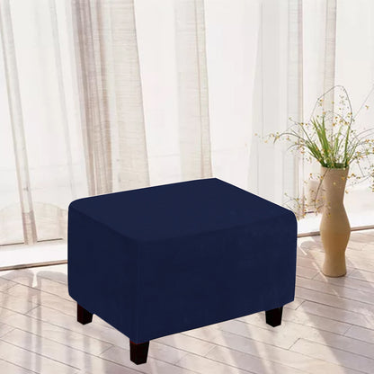 Stretch Ottoman Cover Footrest Stool Covers Slipcovers Rectangle Stretchable Stool Cover-Navy Blue