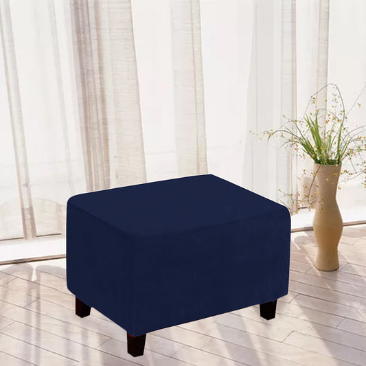 Stretch Ottoman Cover Footrest Stool Covers Slipcovers Rectangle Stretchable Stool Cover-Navy Blue