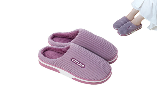 Womens Indoor Outdoor House Winter Warm Fully Plush Lined Thick Sole Slippers-Purple