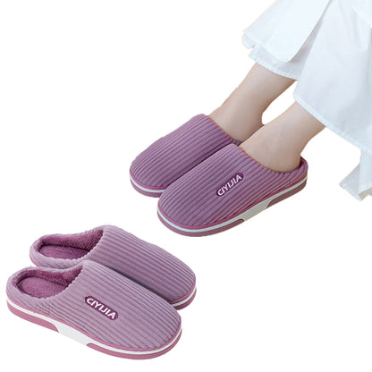 Womens Indoor Outdoor House Winter Warm Fully Plush Lined Thick Sole Slippers-Purple
