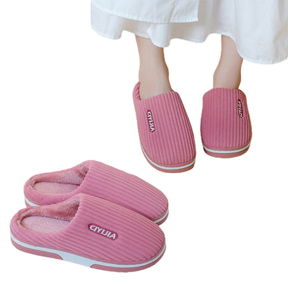 Womens Indoor Outdoor House Winter Warm Fully Plush Lined Thick Sole Slippers-Pink