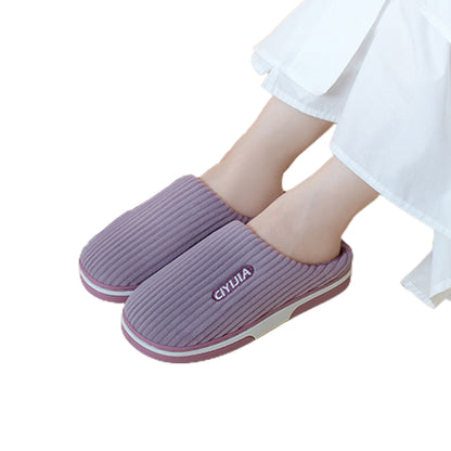 Womens Indoor Outdoor House Winter Warm Fully Plush Lined Thick Sole Slippers-Purple