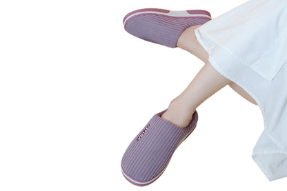 Womens Indoor Outdoor House Winter Warm Fully Plush Lined Thick Sole Slippers-Purple