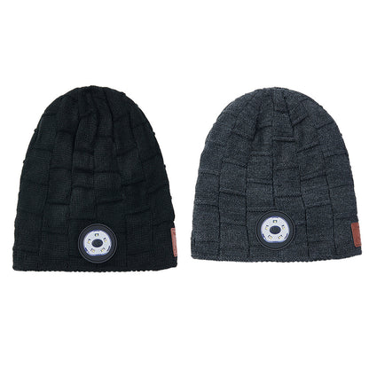 2X Wireless Bluetooth Headphone Beanie LED Lights Hat Black Dark Grey