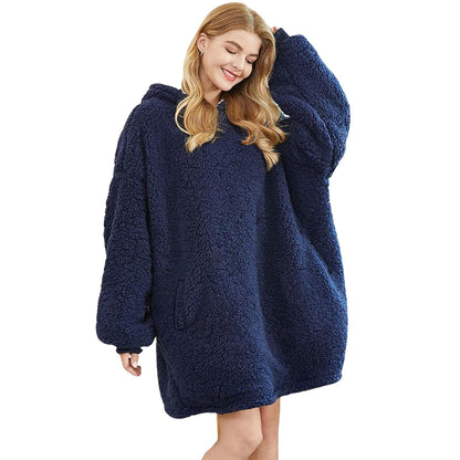 Sherpa Hoodie Blanket - Navy