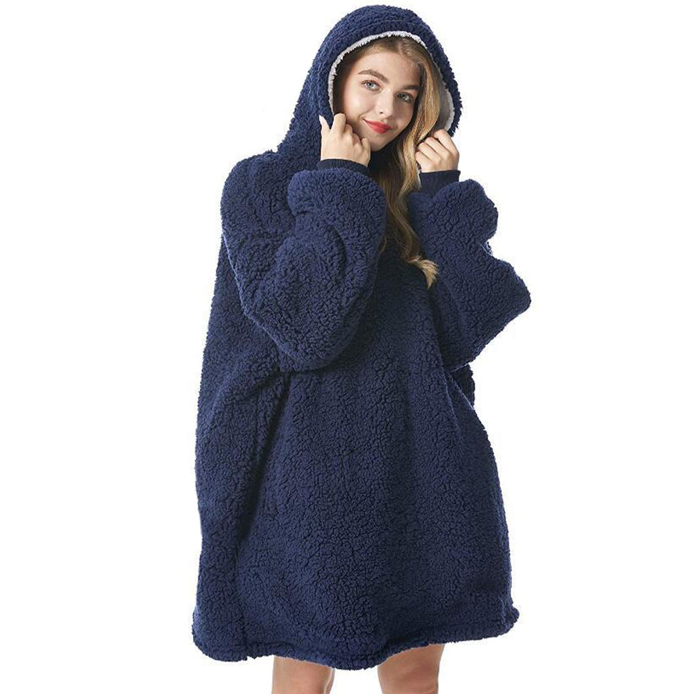 Sherpa Hoodie Blanket - Navy