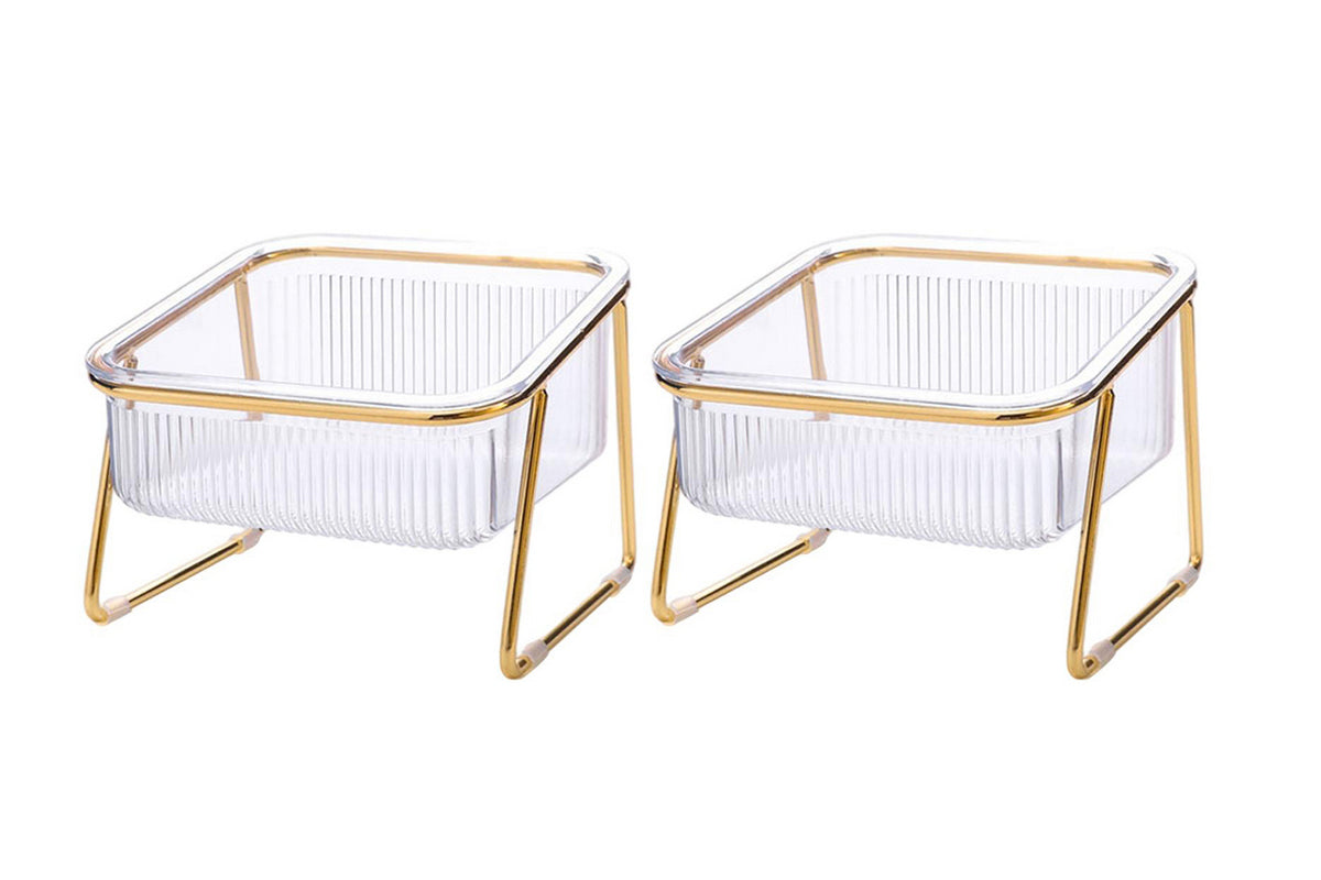 2Pcs Elevated Dog Bowls Raised Pet Feeder Cat Food Water Diner Stand Set-Single Bowl Style