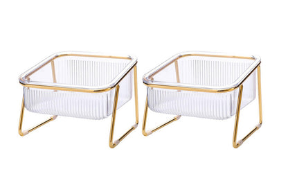 2Pcs Elevated Dog Bowls Raised Pet Feeder Cat Food Water Diner Stand Set-Single Bowl Style