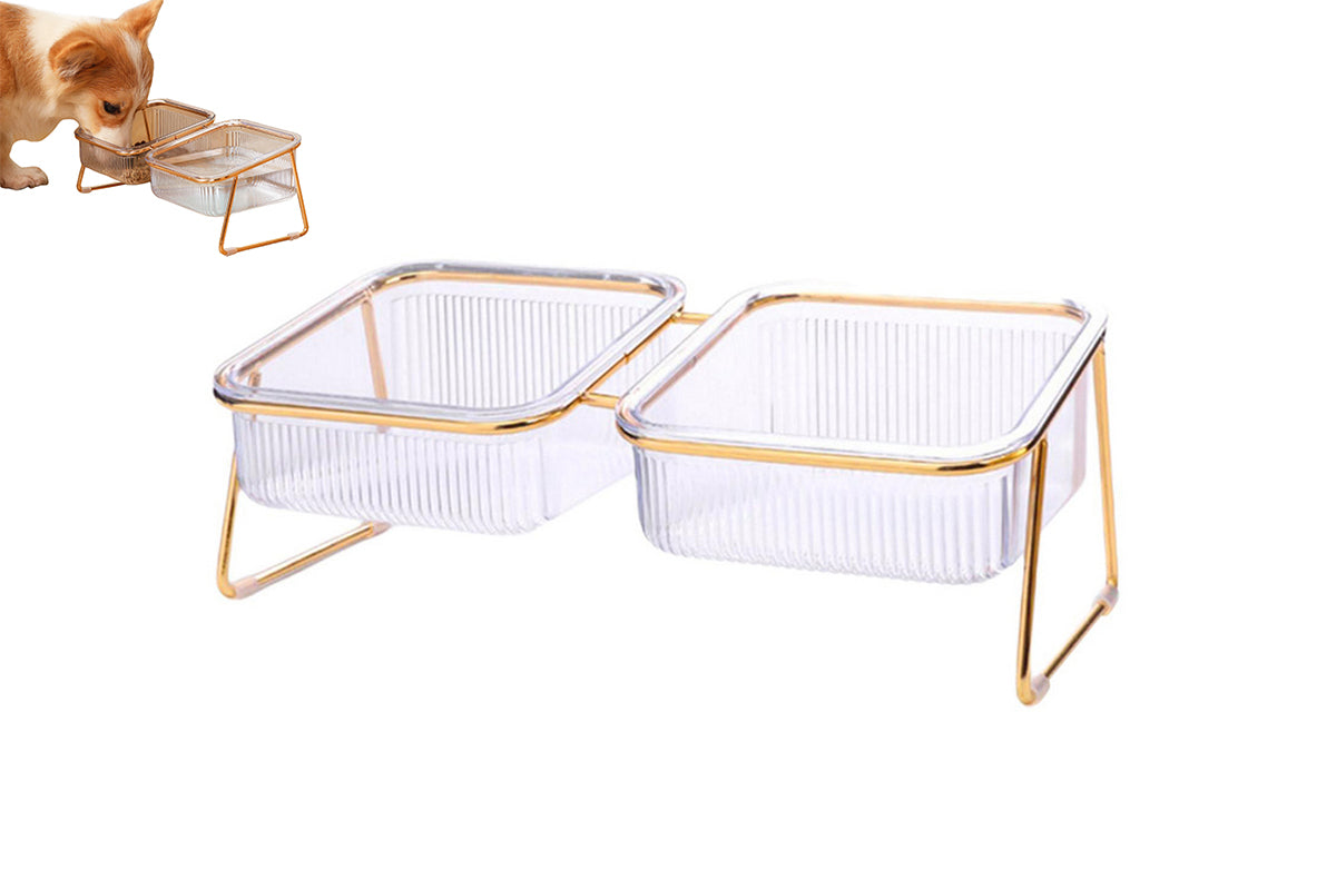 Elevated Dog Bowls Raised Pet Feeder Cat Food Water Diner Stand Set-Double Bowls Style