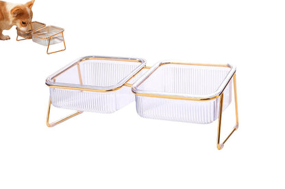 Elevated Dog Bowls Raised Pet Feeder Cat Food Water Diner Stand Set-Double Bowls Style
