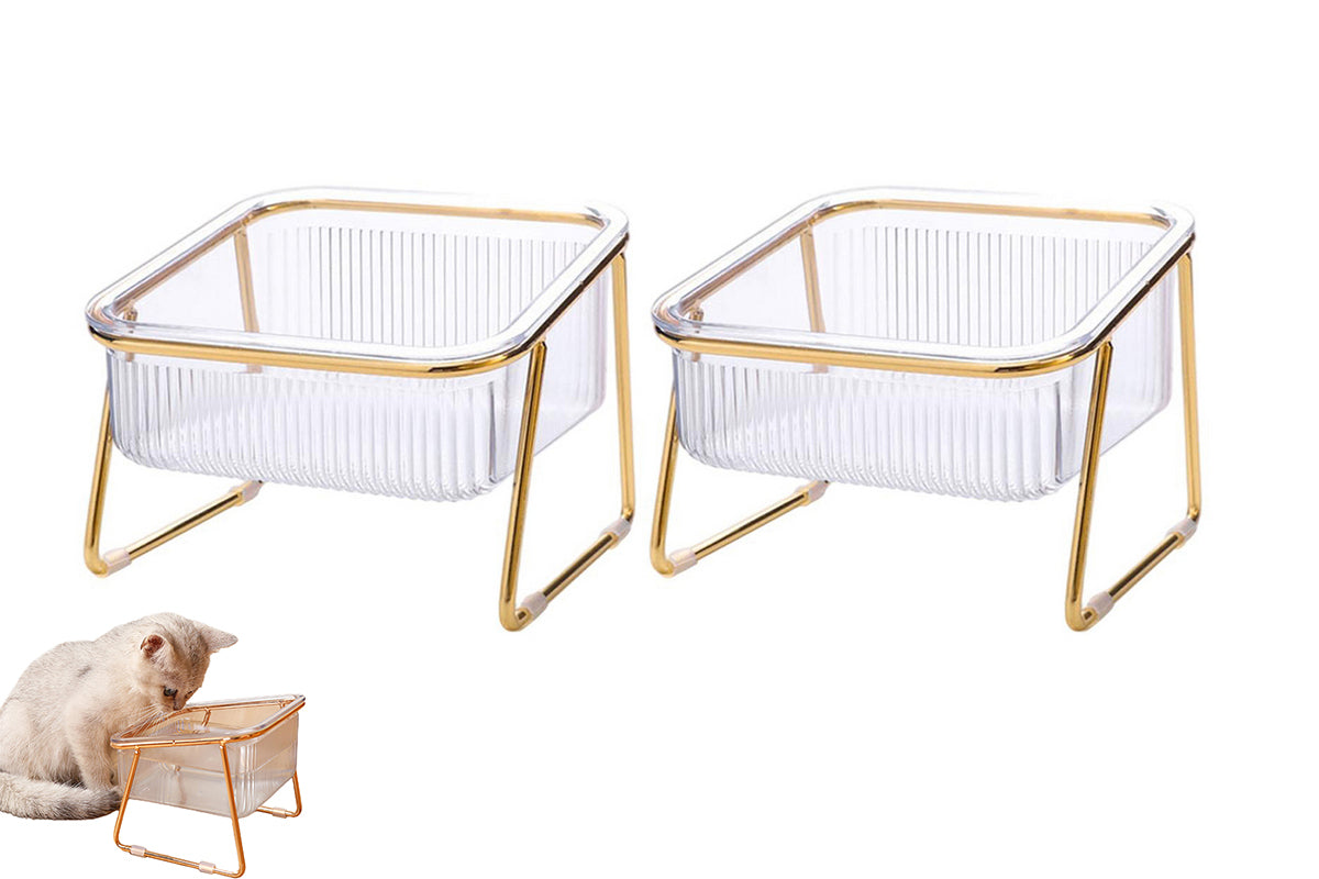 2Pcs Elevated Dog Bowls Raised Pet Feeder Cat Food Water Diner Stand Set-Single Bowl Style