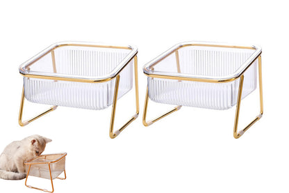 2Pcs Elevated Dog Bowls Raised Pet Feeder Cat Food Water Diner Stand Set-Single Bowl Style