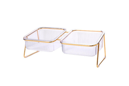 Elevated Dog Bowls Raised Pet Feeder Cat Food Water Diner Stand Set-Double Bowls Style