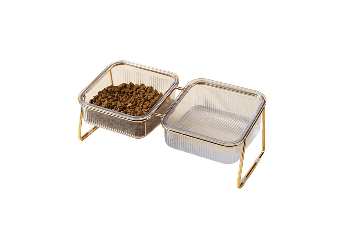 2Pcs Elevated Dog Bowls Raised Pet Feeder Cat Food Water Diner Stand Set-Double Bowls Style