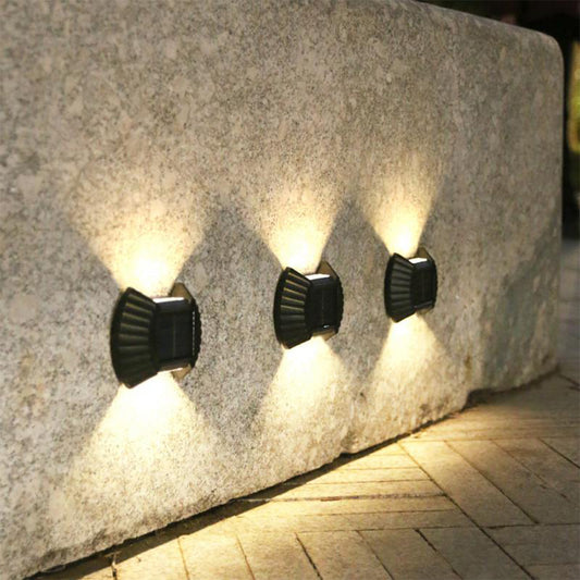 Solar Wall Light 4Pcs 2LED Solar Wall Lamp Shell Garden Night Lights -Warm white