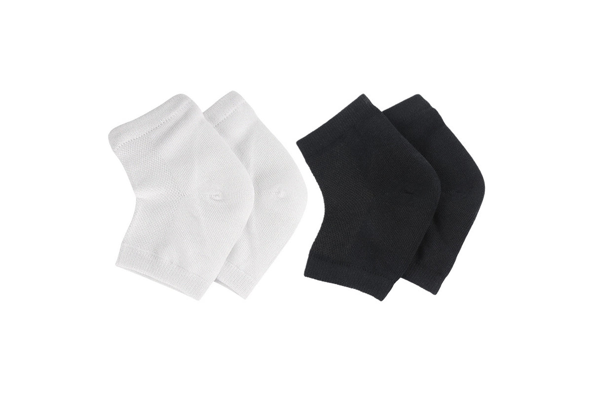 2 Pairs Moisturizing Heel Socks for Dry Cracked Feet Black White