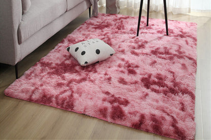 Fluffy Rug Anti-Slip Carpet Plush Dye Fluffy Area Rugs Floor Mat Bedroom Decoration-Red