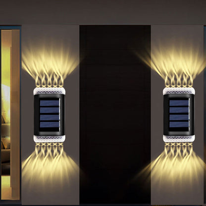 Solar Wall Light 4Pcs Solar Step Lights Wall Lamp Garden Yard Light Outdoor Decor -Warm white