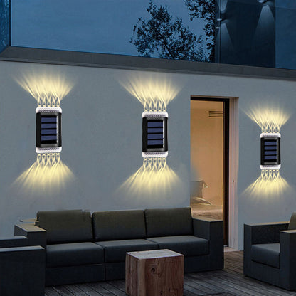 Solar Wall Light 4Pcs Solar Step Lights Wall Lamp Garden Yard Light Outdoor Decor -Warm white