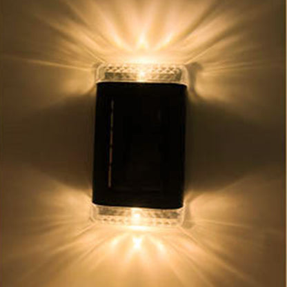 Solar Wall Light 4Pcs Solar Step Lights Wall Lamp Garden Yard Light Outdoor Decor -Warm white
