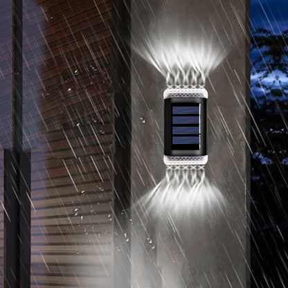 Solar Wall Light 4Pcs Solar Step Lights Wall Lamp Garden Yard Light Outdoor Decor -White