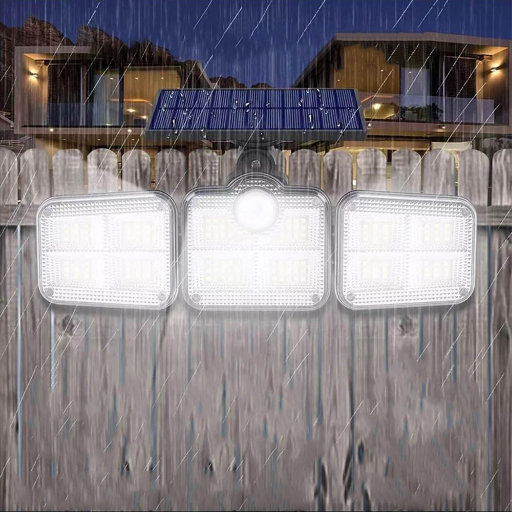 3 Head Motion Sensor Solar Light Wall Lamp Garden Yard Light with Remote Control
