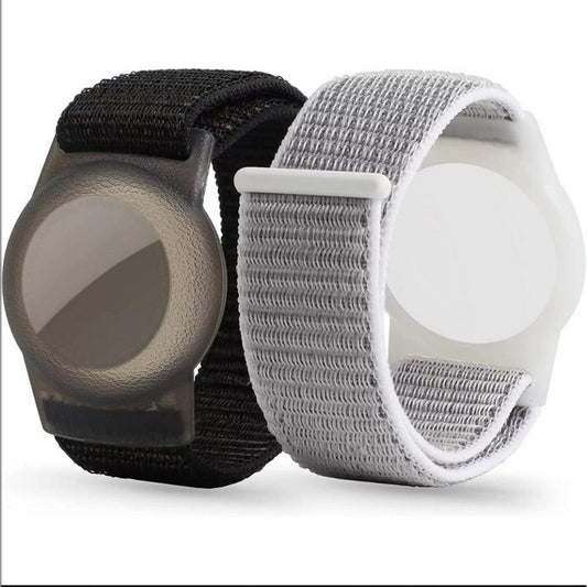 2pcs 220MM Wristband for Airtag Watch Band Bracelet Strap Holder Protective Case for Child Adult -Black and Light grey