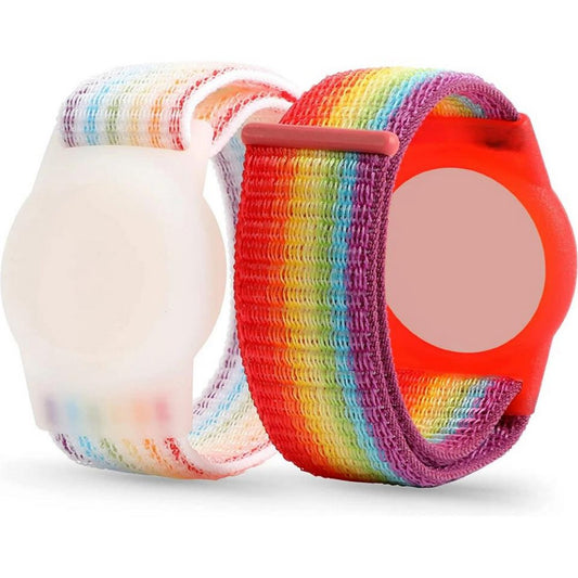 2pcs 220MM Wristband for Airtag Watch Band Bracelet Strap Holder Protective Case for Child Adult -Colorful and Rainbow color