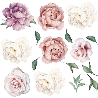 Set of 2 Self Adhesive Peony Flower Wall Sticker